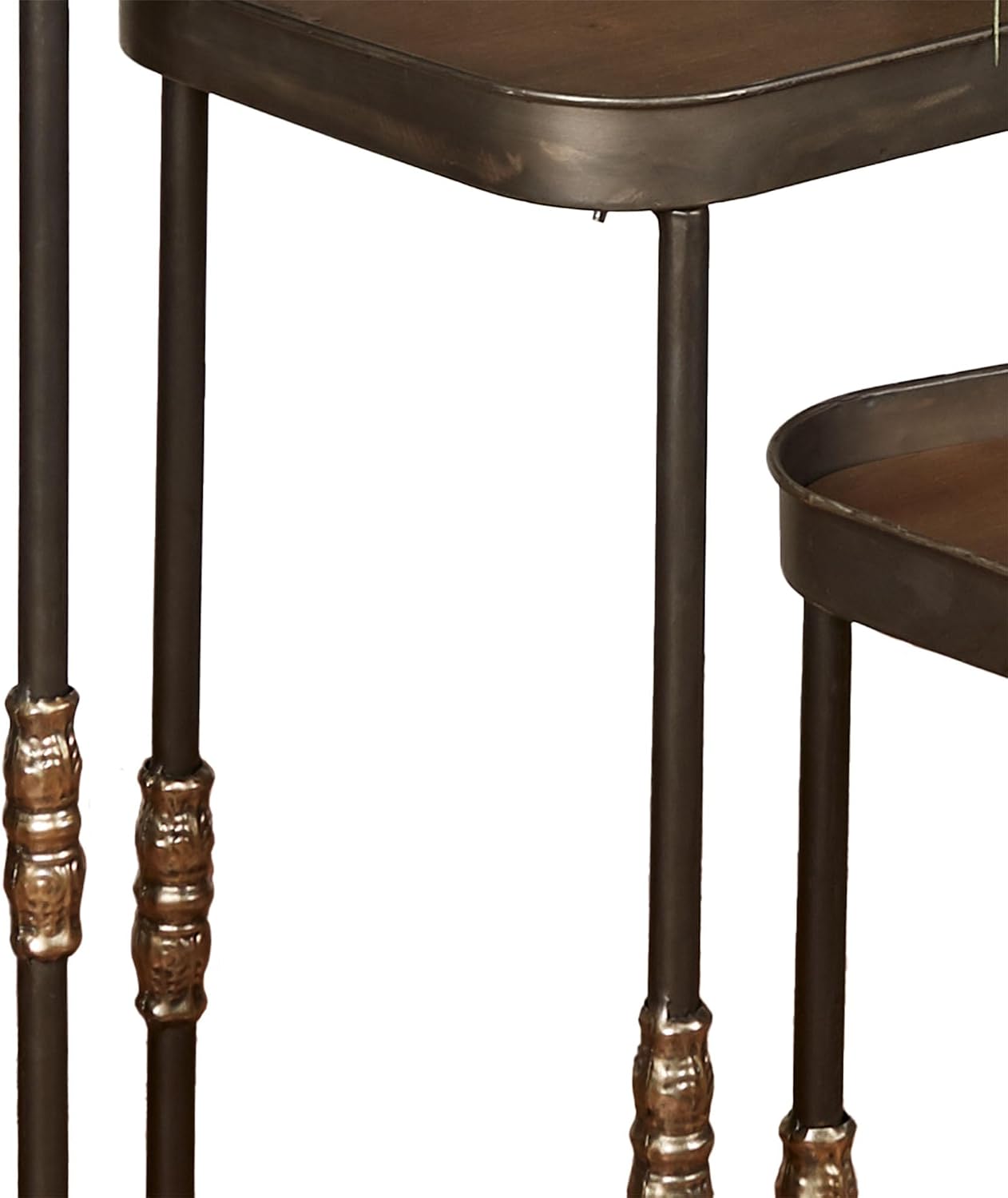 Bronwyn Metal and Wood Nesting Tables Dark Bronze Finish 28, 30.5 and 36 Inches Tall Set of 3