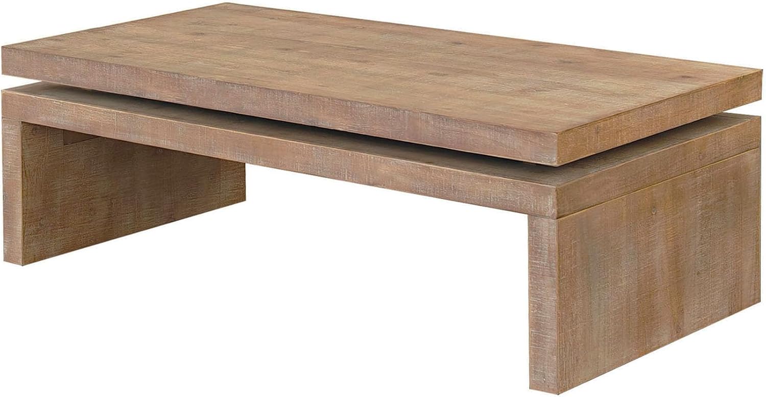 47.6' Wood Coffee Table, Mid Century Modern Farmhouse Wooden Coffee Tables for Living Room Natural Solid Firwood Tabletop Rectangle Center Table for Apartment Home Office Tea Table (Natural)
