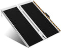 4FT Heavy Duty Portable Wheelchair Ramp, 800LBS Capacity Aluminum Folding Ramp with Non-Slip Surface & Adjustable Lip, Threshold Ramp for Home Steps, Cars, Scooters, Doorways