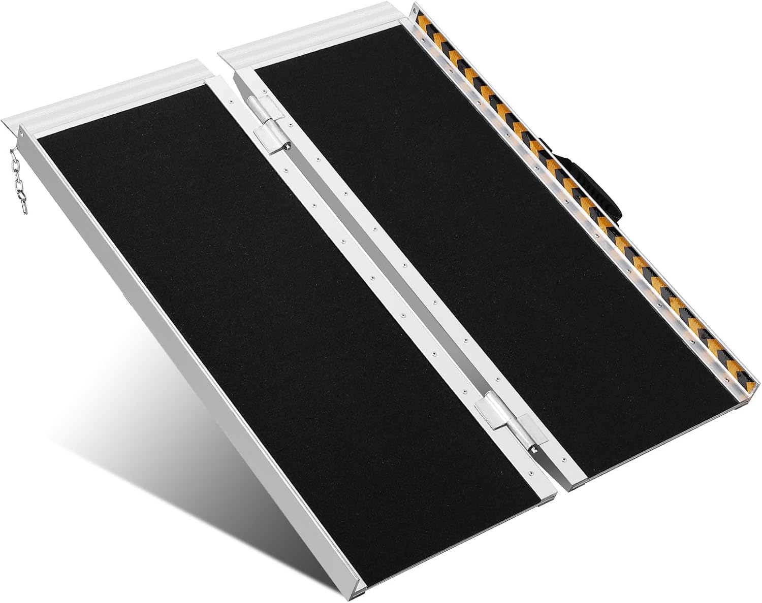 4FT Heavy Duty Portable Wheelchair Ramp, 800LBS Capacity Aluminum Folding Ramp with Non-Slip Surface & Adjustable Lip, Threshold Ramp for Home Steps, Cars, Scooters, Doorways