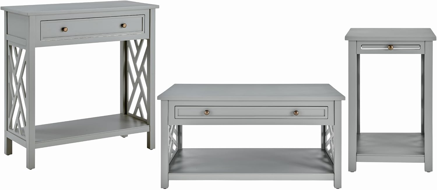 Alaterre Furniture Coventry 36' Coffee, End Tray and Console/TV Table, Set of 3, Grey