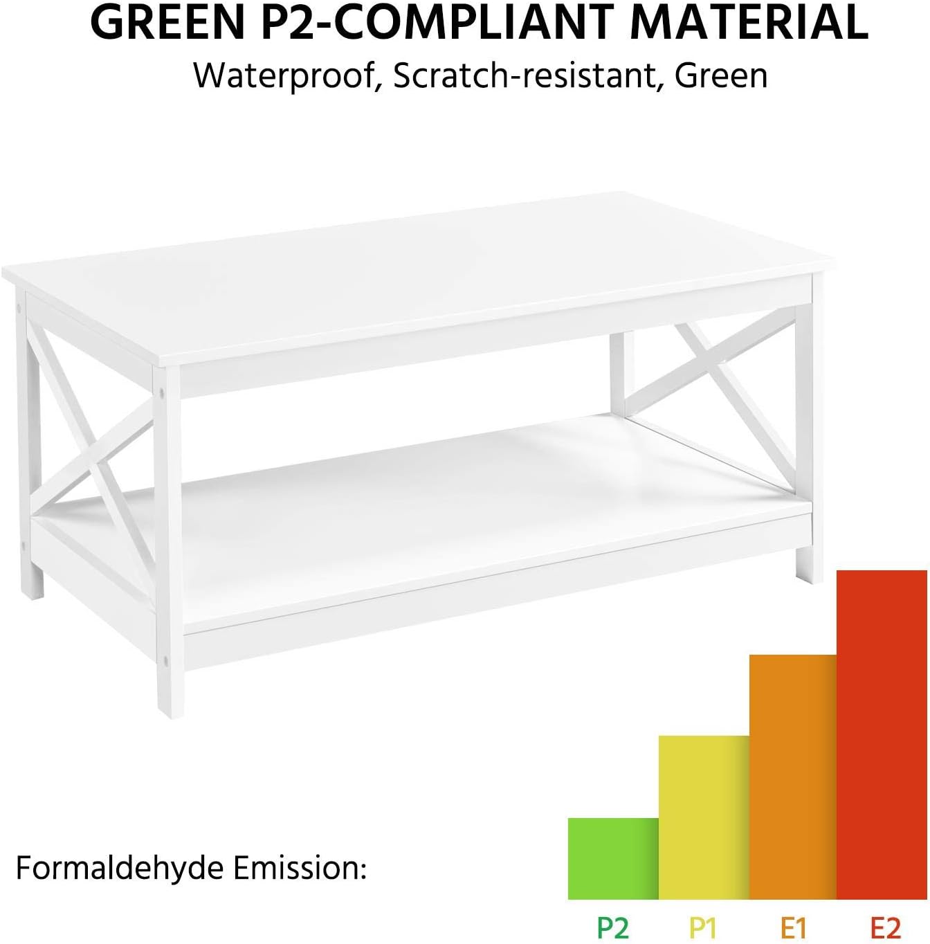 Topeakmart Modern Wood 3-Piece Table Set - Includes 1 Coffee Table w/Shelf & 2 x 3-Tier X Shape Sofa Side End Tables, Living Room Accent Furniture, White