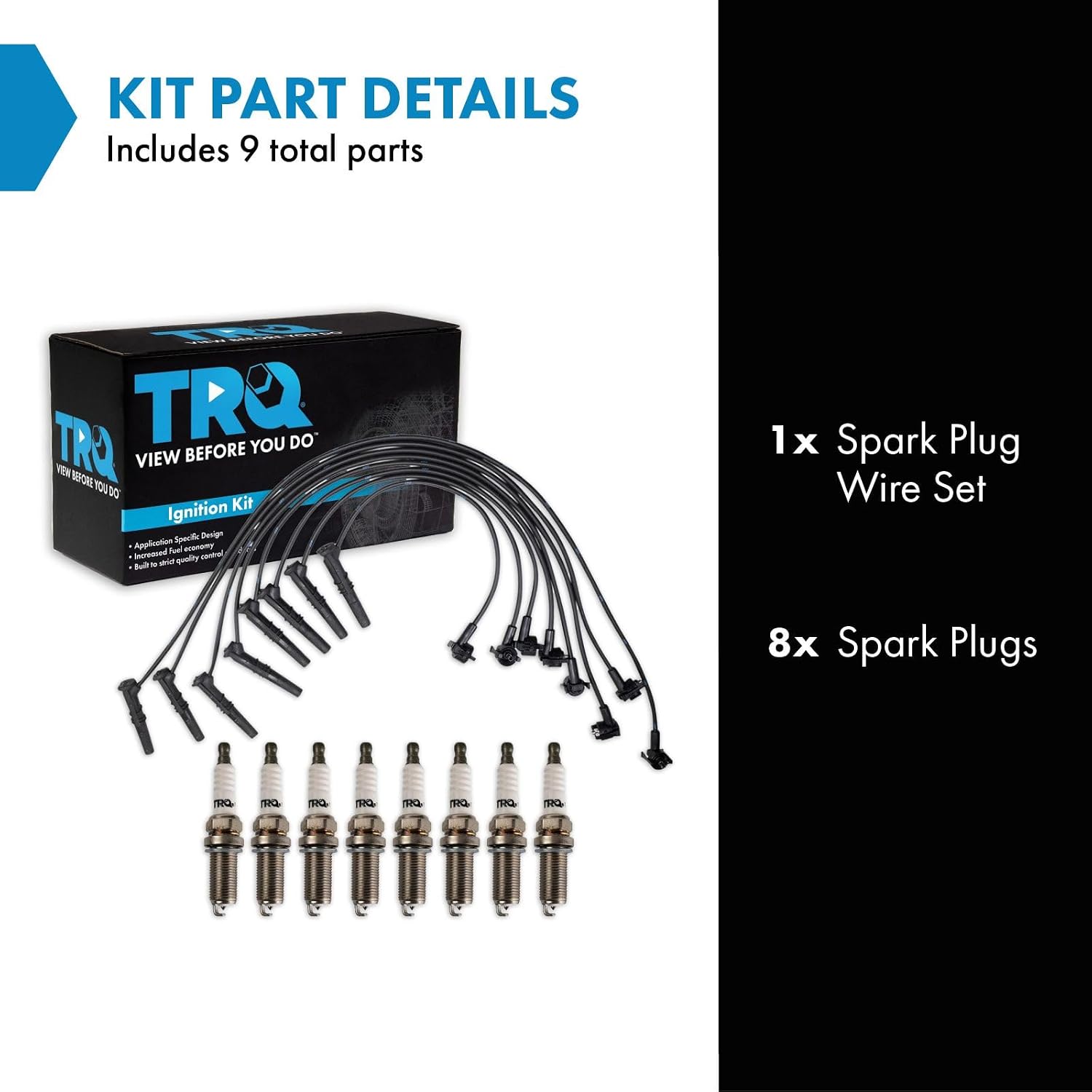 TRQ Ignition Kit Spark Plugs Wire Set Compatible with 96-00 Ford 96-99 Lincoln Mercury