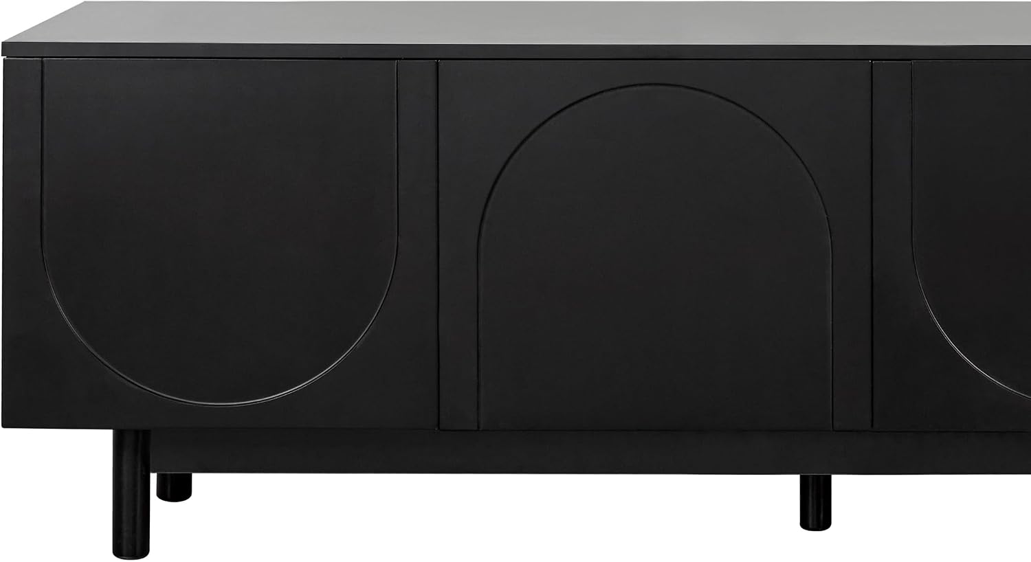Ball & Cast Modern TV Stand with Arch Cabinets for TVs up to 78', Minimalist Entertainment Center w/Solid Wood Legs and Adjustable Shelves, Media Console for Living Room,Black