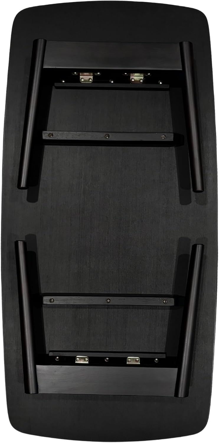 AZUMAYA Folding Legs Table W41.3 x D20.5 x H14.0 Inches Natural Oak and Rubber Wood Material Home and Living Coffee Table Black Wooden Color SGS-229BK
