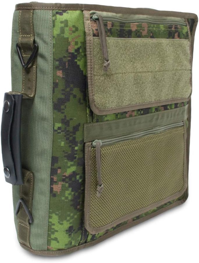 TACTICAL NOTEBOOK COVERS Tactical 3-Ring Binder Cover System | Zippered Padfolio Organizer Bag with Leather Handle | Fits 3' to 4' Binders | Durable Field Use Organizer (Canadian Digital Camo)