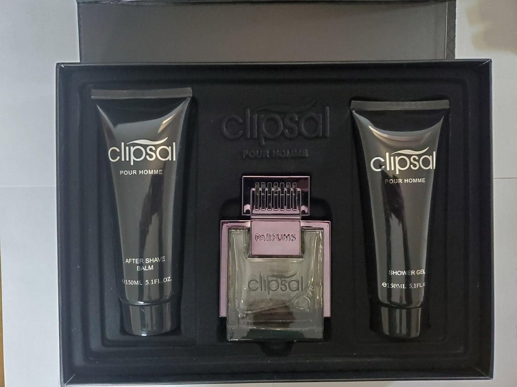Clipsal Pour Homme 3 Piece Set (EDT 3.4 oz,After Shave 5.1 oz&Shower Gel 5.1 oz)