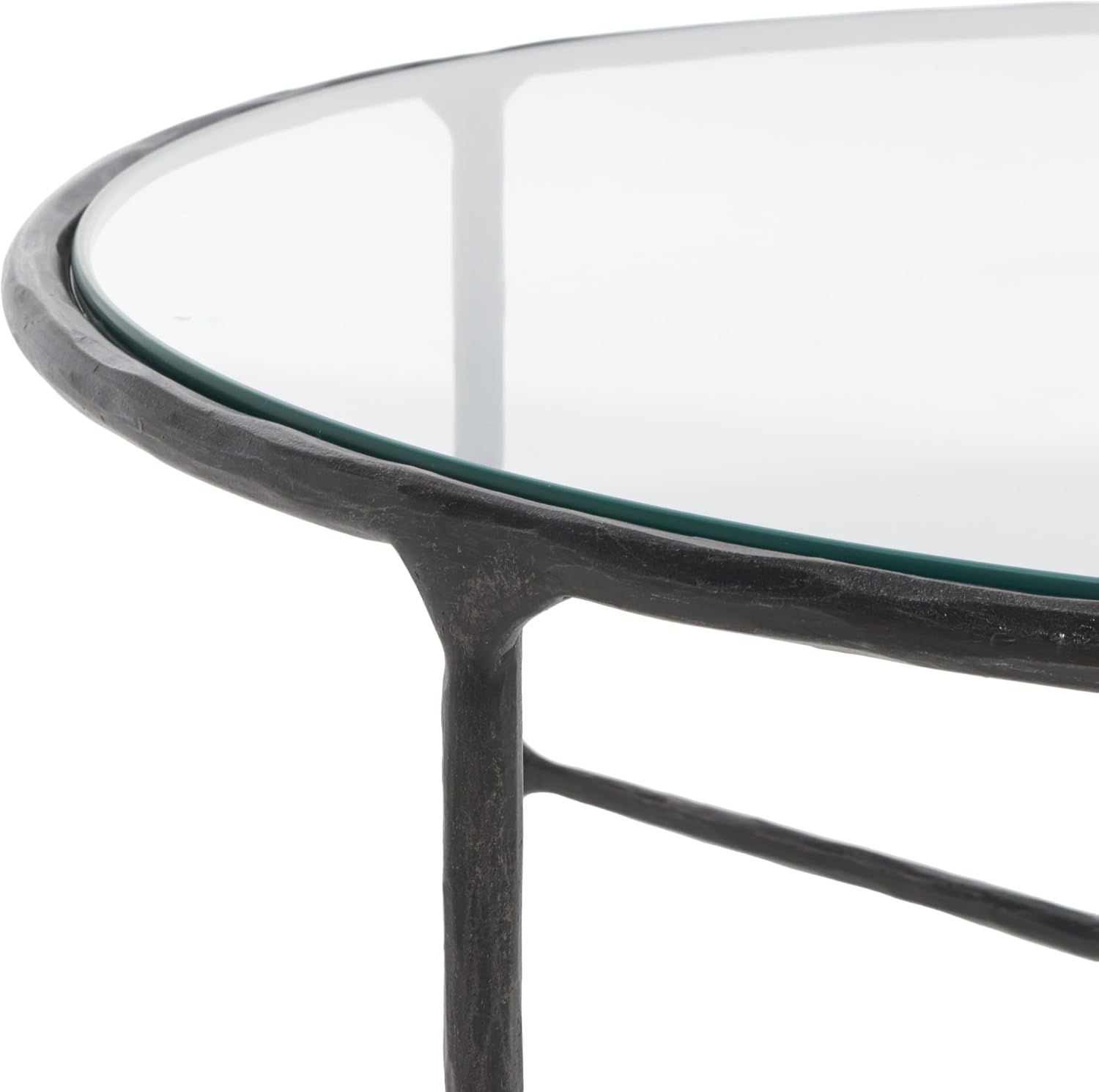 SAFAVIEH Couture Collection Jessa Black Metal/Tempered Glass Top Round Coffee Table (Fully Assembled)