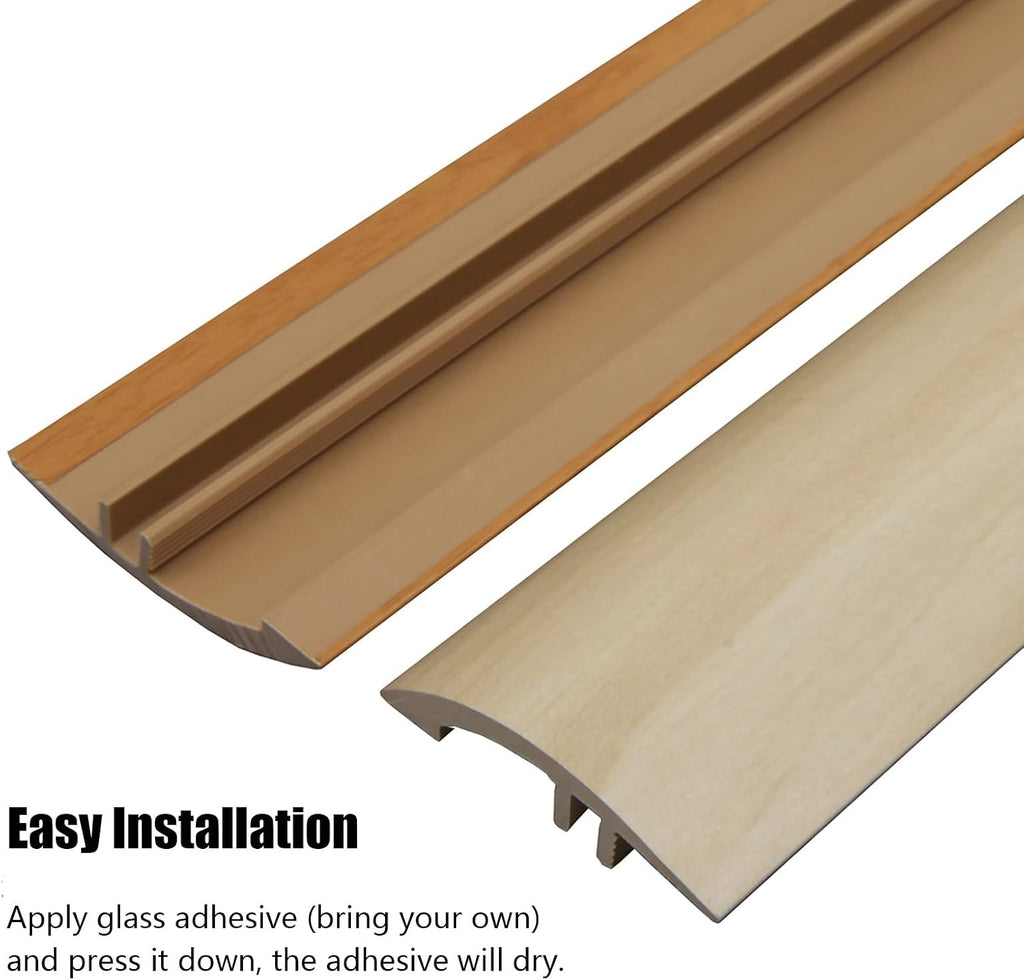 Interior Doorway Threshold Strip 34 36 48 60 72in, Floor Transition Strip Edging Trim for Uneven Flooring Carpet Tile Hardwood, Wood Grain Finish Reducer Flute,Deep Coffee-L 66in/168cm