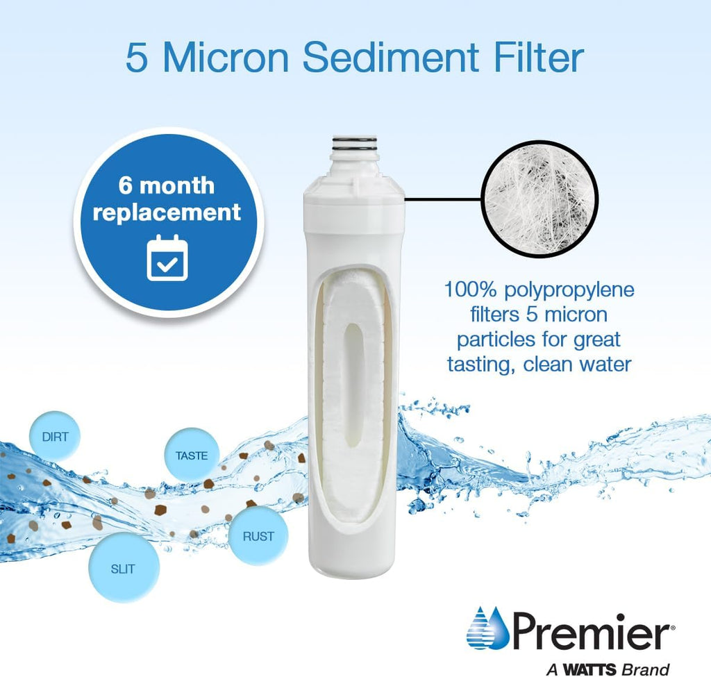 Watts Premier Annual Pure UF-3 5-Pack Filter Kit for 3-Stage Ultra Filtration and RO Pure Reverse Osmosis System, Push Button, 2 Sediment Filters, 2 LVOC Carbon Filters, UF Membrane, WQA Certified