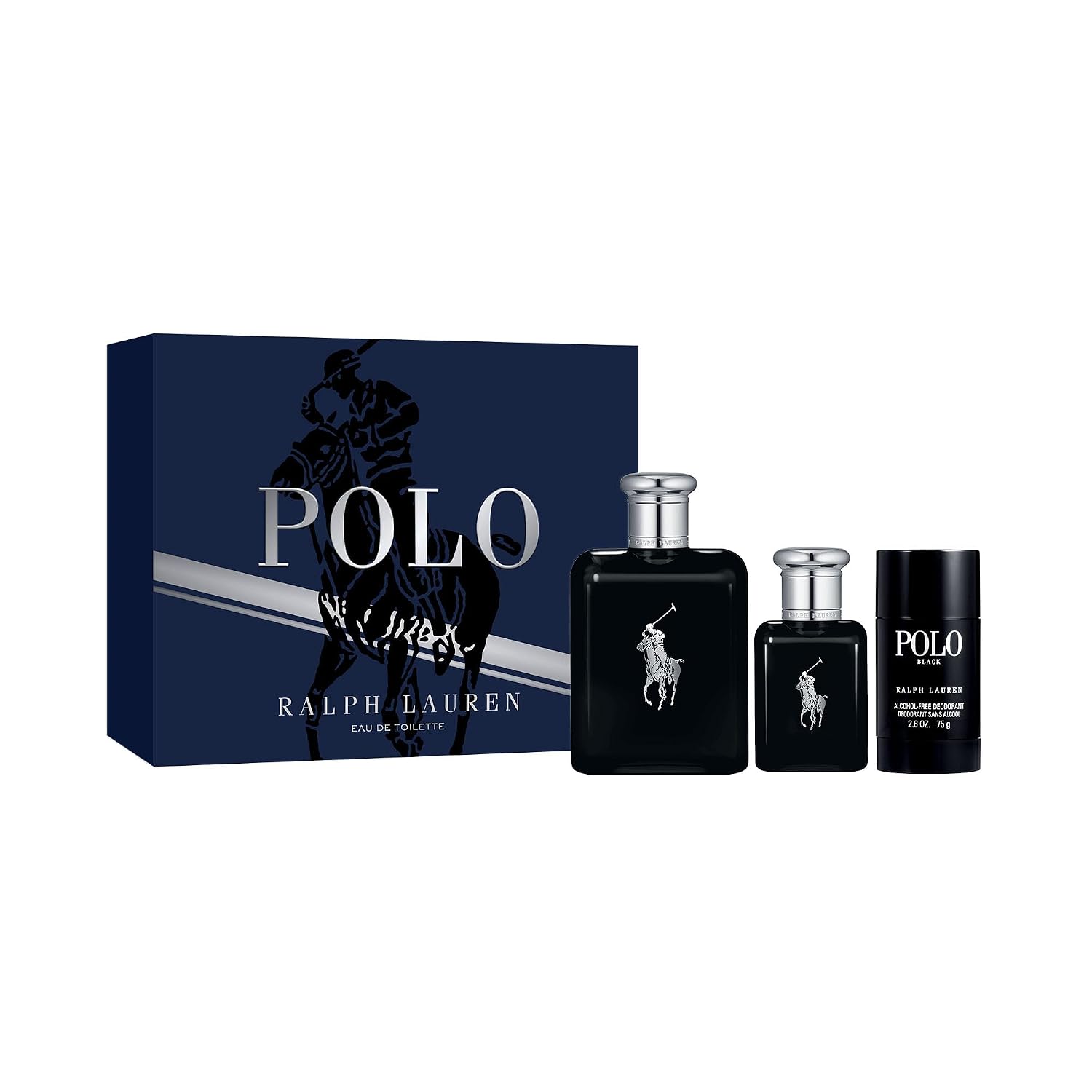 Ralph Lauren - Polo Black Eau de Toilette - Men's Cologne Set ($200 Value) - Full Size, 4.2 Fl Oz, Travel Size, 1.35 Fl Oz & Deodorant