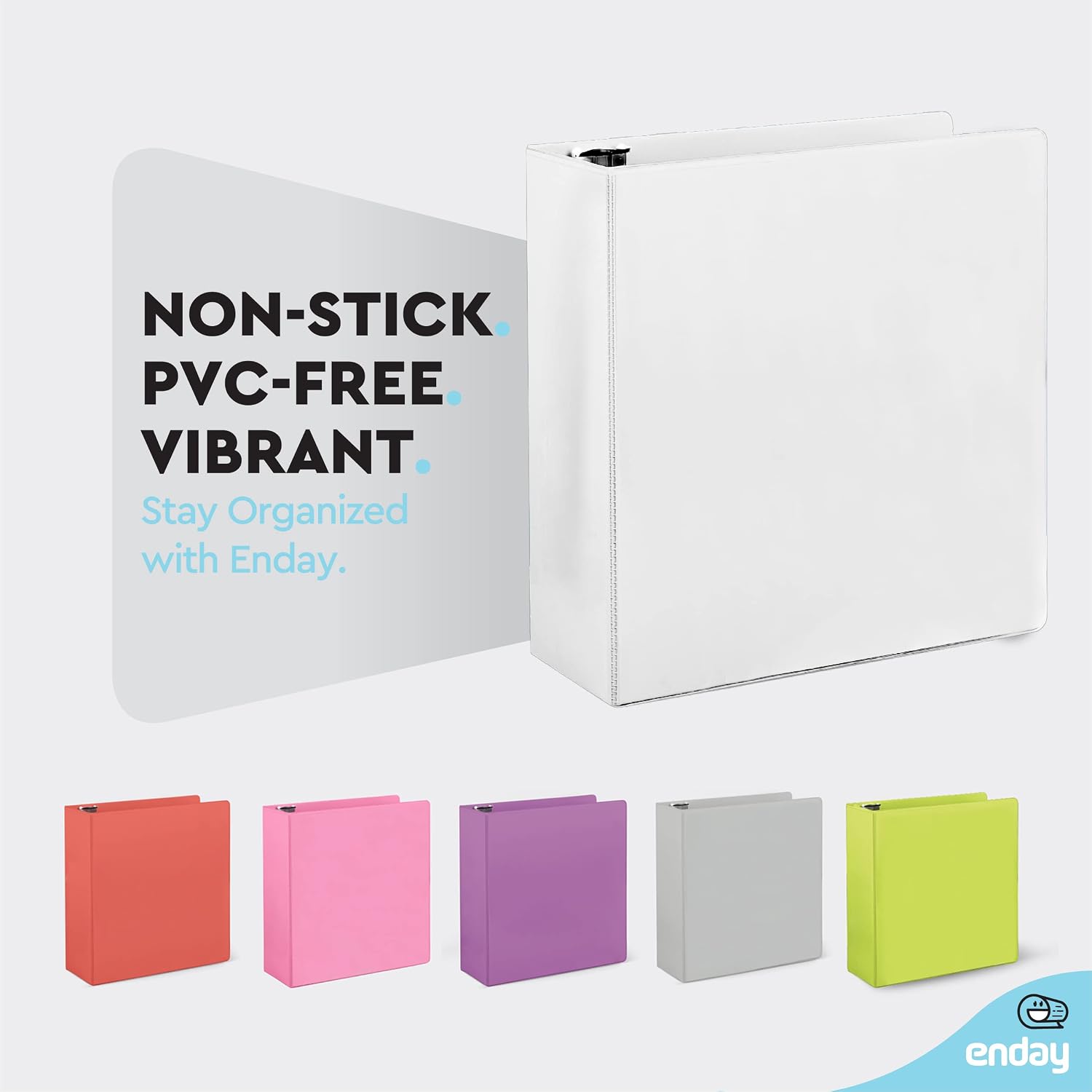 3 Inch Binders 3 Ring, White 3 Inch Round Ring Binder with Clear View Cover & 2 Inside Pockets, School Supplies Binders (24 PC) – by Enday