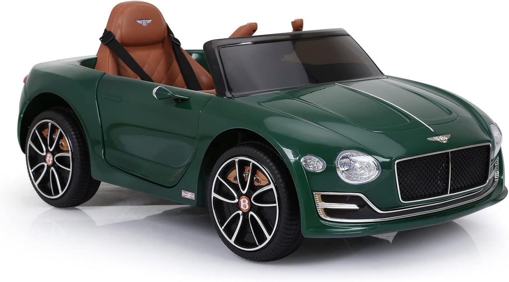 SEHOMY Kids Ride on car with Remote Control 12V, Bentley Style Electric Car Kids Battery Powered Motorized Vehicles with Seat, 2 Speed, LED Lights, MP3, Music, Horn, TF Card, USB Port, Green
