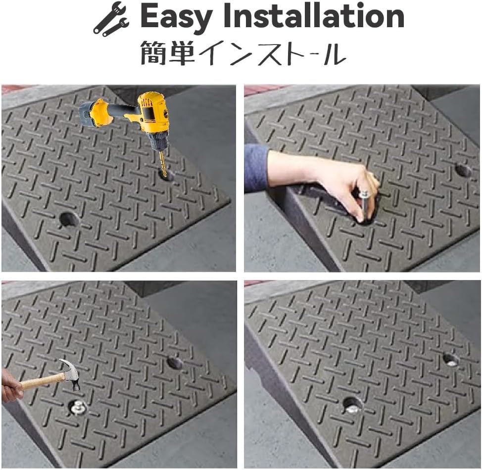 Portable Kerb Ramp Heavy Duty Rubber Curb Ramp Rise Height Threshold Ramp Driveway Ramps for Car Motorcycle Wheelchairs Scooter Bike Truck Forklifts(19.7x19.7x7.9in)