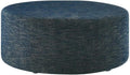 Modway Callum 38 Inch Round Ottoman in Heathered Weave Azure - Heathered Woven Fabric - Versatile Upholstered Coffee Table and Footrest - Couch Ottoman - Living Room Accent Table