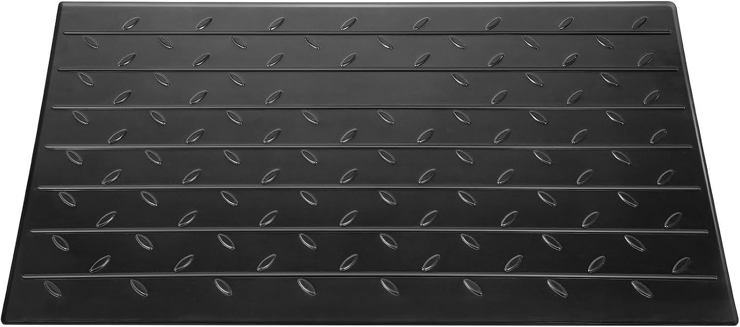 Happybuy Rubber Threshold Ramp, 2.6' Rise, Doorway Ramp with 3 Channels Cord Cover, Solid Rubber Angled Entry Ramp, 2202 lbs Load Capacity for Wheelchairs and Scooters