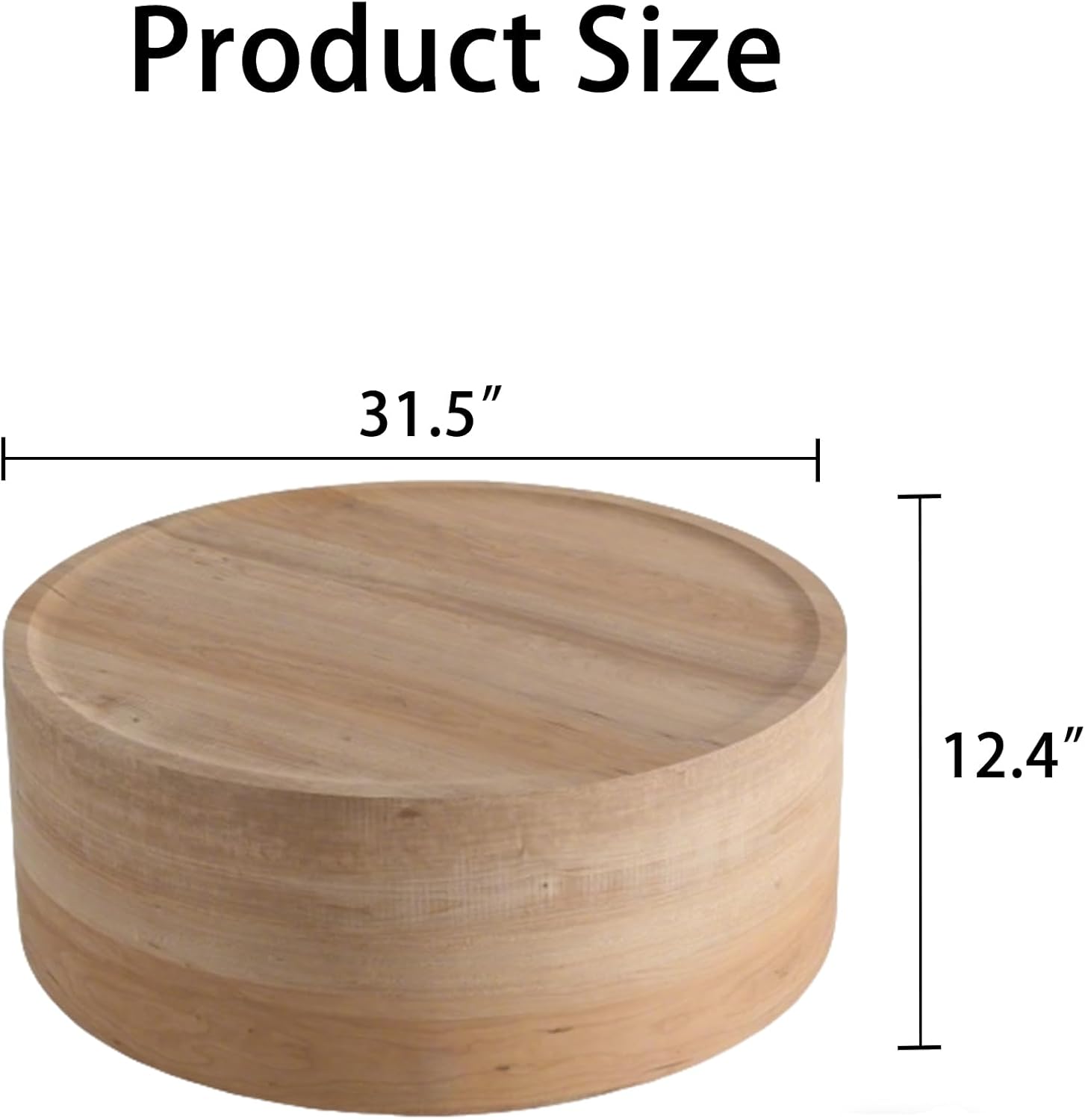 Modern Drum Coffee Table Natural Wood Color Coffee Tables Round Center Table for Living Room Home Office,31.5'- Fully Assembled