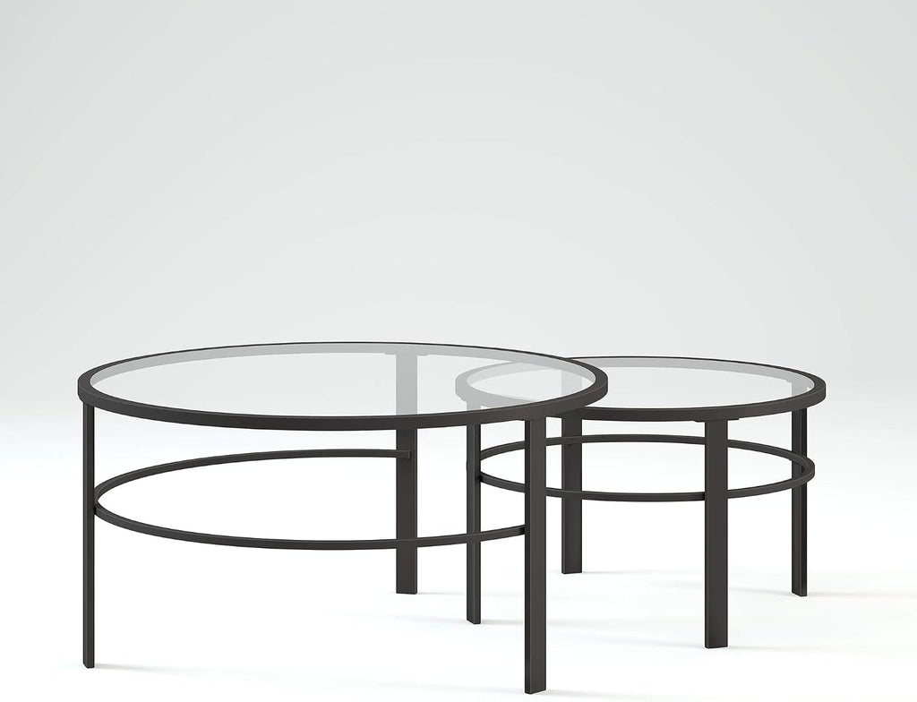 Henn&Hart Round Nested Coffee Table in Blackened Bronze, Coffee Table coffee tables for living room, studio apartment essentials, 36' Wide