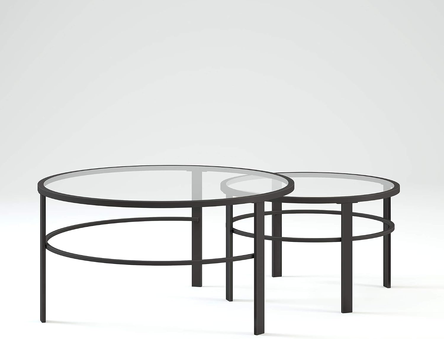 Henn&Hart Round Nested Coffee Table in Blackened Bronze, Coffee Table coffee tables for living room, studio apartment essentials, 36' Wide