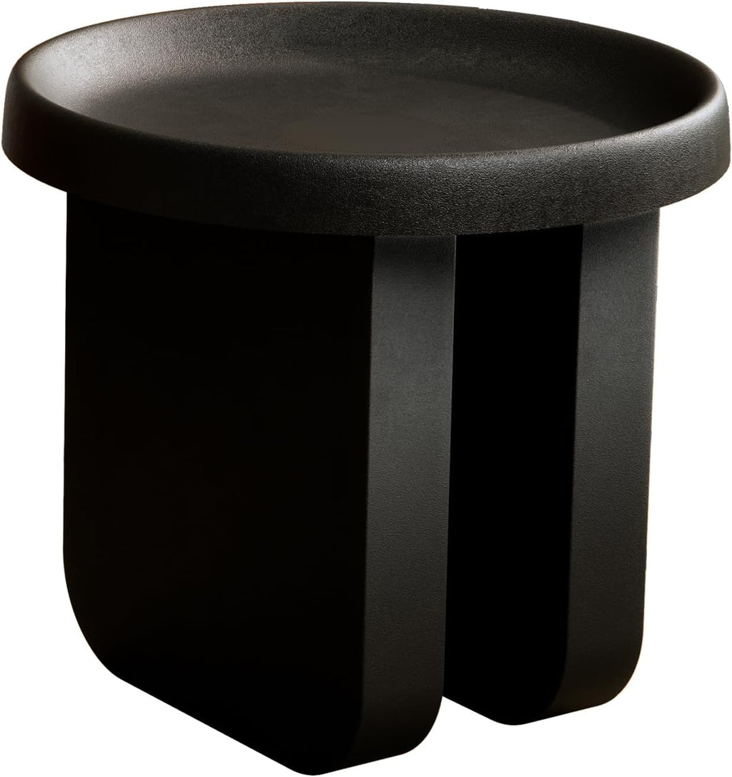 Round Side Table, Modern end Table,Small Metal Coffee Table,Unique Circle Accent Table for Living Room,Bedroom (Black, Small Circle：19.3 x 19.7（in）)