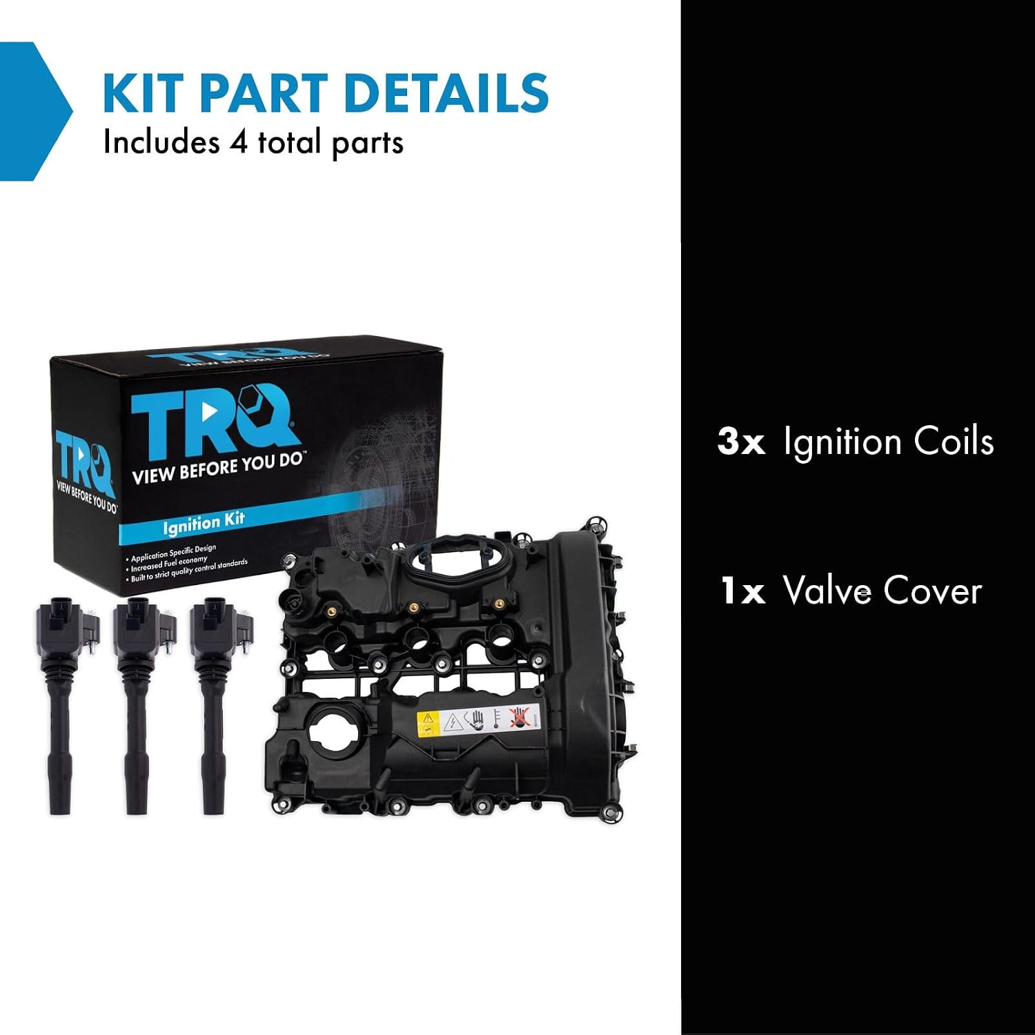 TRQ Ignition Coil Kit 4 Piece Valve Cover Compatible with 2016-2019 Mini Cooper Cooper Clubman Countryman