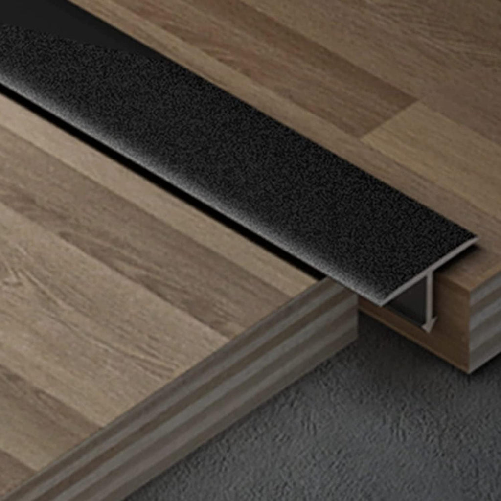 Doorway Uneven Floor Transition Strip, T Molding Floor Transition Strip, Wood to Tile Door Edge Trim Black, 2.2cm Wide Doorways Thresholds Self Adhesive, Home Office School Shop ( Size : Length 105cm/