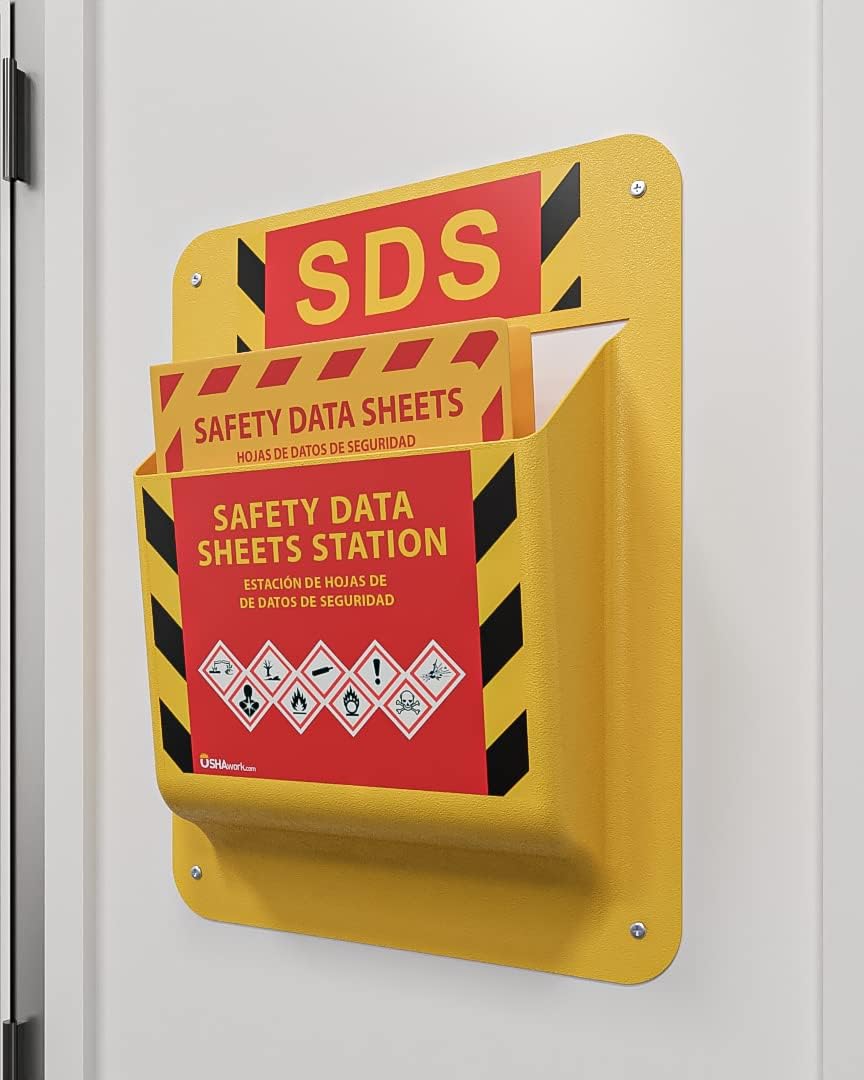 Yellow Safety Inc., 2-Pack, MSDS SDS Binder and Wall Station - 2024 Requirements Heavy Duty 3 Inch, 3 Ring Safety Data Sheet SDS Binder and Wall Mounted MSDS Binder Holder, Includes Mounting Hardware