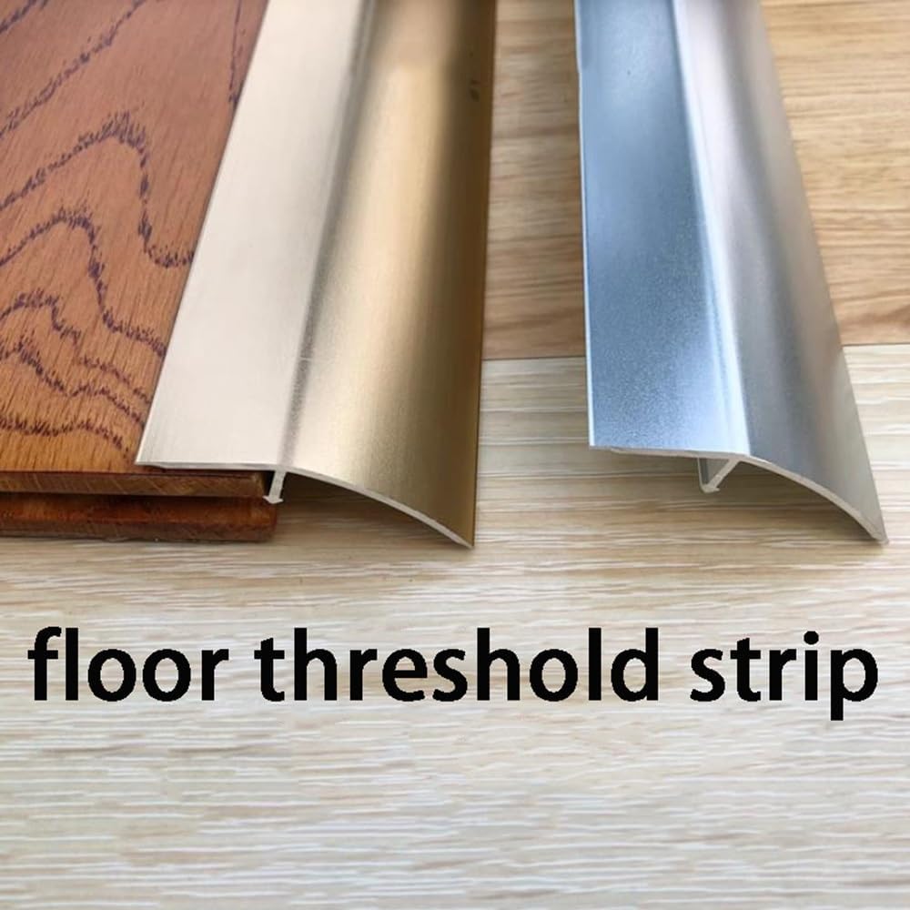 TOCTUS OUKEJNM 3Pcs Floor Transition Strip Wood to Tile, 35 Inch Threshold Ramp Self Adhesive for Doorways Wheelchair Kitchen Bedroom Bathroom Interior Metal Edge Trim, Aluminum(Silver White,5pcs)