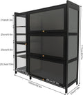 Display Cabinet with Acrylic Doors, 7 Storage Spaces Storage Cabinet & Curio Cabinet with Clear Acrylic Doors, Modern Black Bamboo & Composite Wood for Collectibles, Kitchen, Living Room