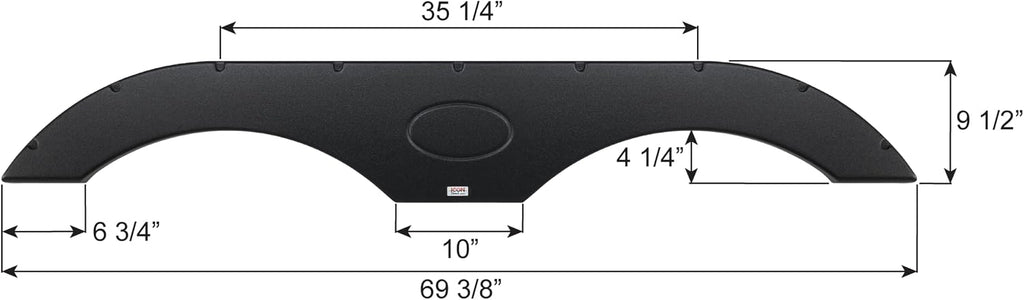 ICON Tandem Axle RV fender skirt FS1770 for Crossroads, Dutchmen, Forest River, Keystone, Palomino, KZ, Heartland, Skyline & more - 69 3/8' x 9 1/2' overall measure, Black