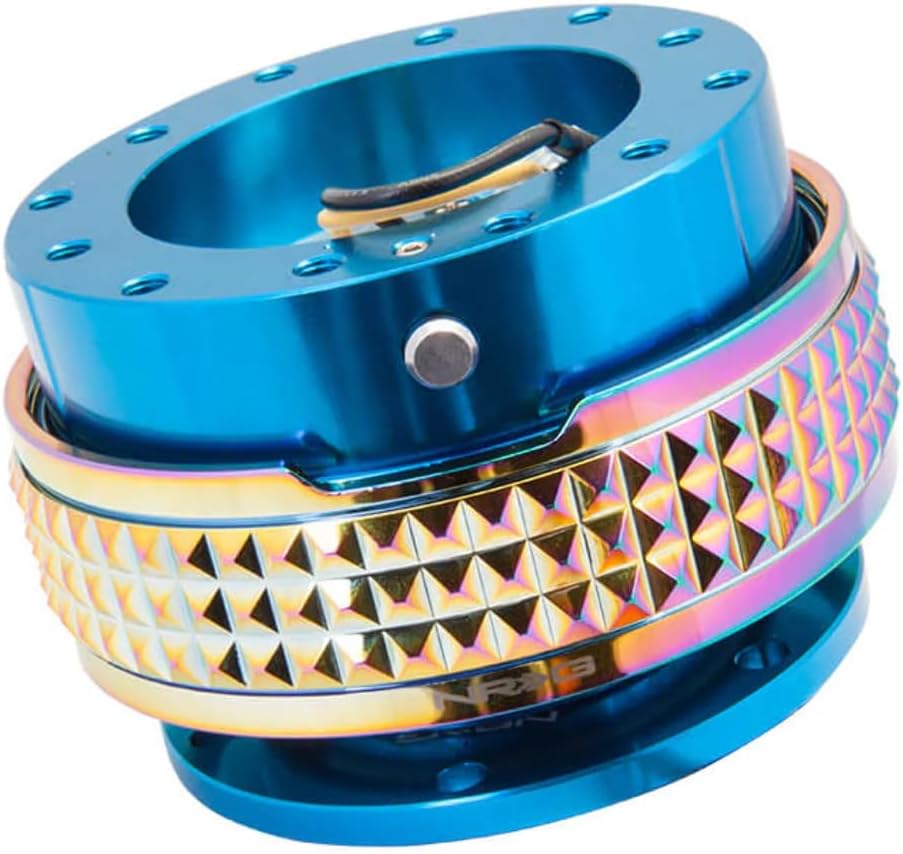 NRG Innovations NRG-SRK-210BL-MC Gen 2.1 Steering Wheel Quick Release Adapter Kit, 6x70 and 6x74mm Bolt Patterns, Blue Body/Neochrome Pyramid Ring