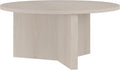 Henn&Hart 36' Round Wood Pedestal Coffee Table for Living Room, Family Room, Office, or Apartment, Beech White