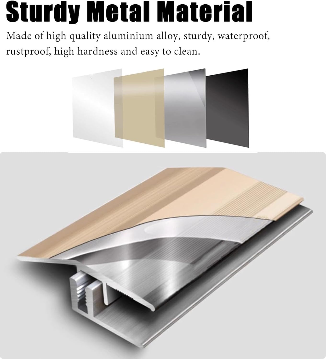 YHNNH Aluminum Doorway Threshold Transition Strip - 72-36 Inch Floor Seam Covering Strips for Uneven Floors(Gray,183cm 54mm)