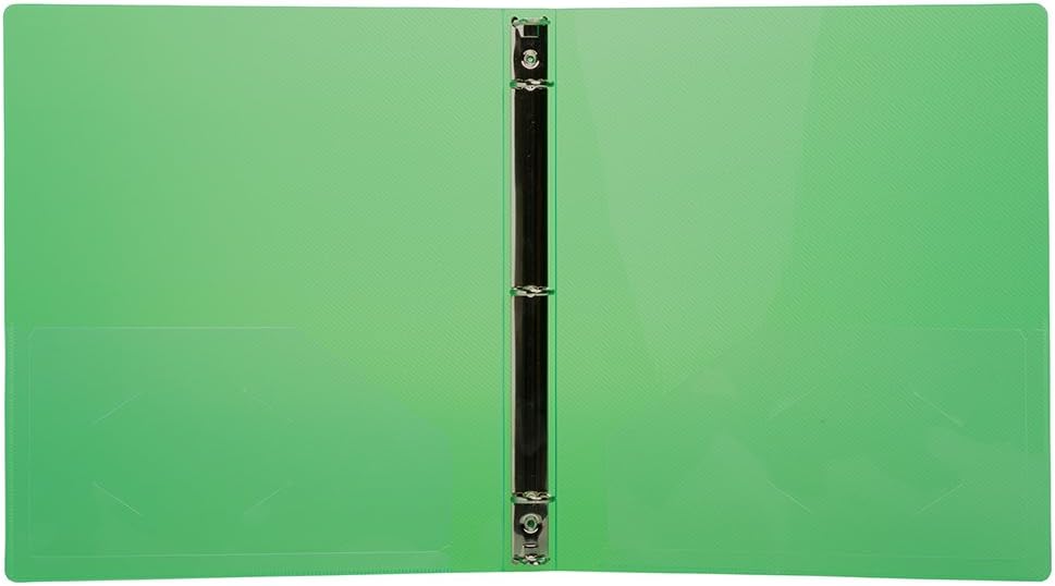 JAM PAPER Plastic 0.75 inch Binders - Green 3 Ring Binder - Bulk 36/Pack