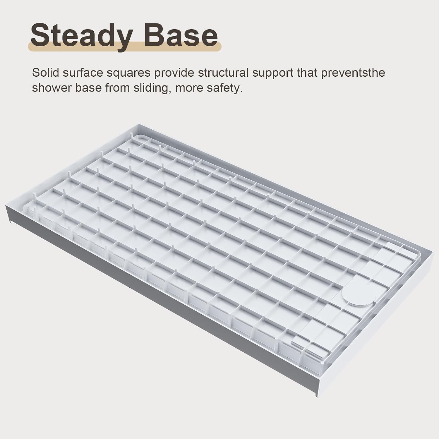 60' x 32' Shower Base Non-Slip SMC Shower Pan with Left Drain, White Bathroom Shower Tray Kit, 304 Stainless Steel Square Drain Cover, Single Threshold Floor for Easy Installation