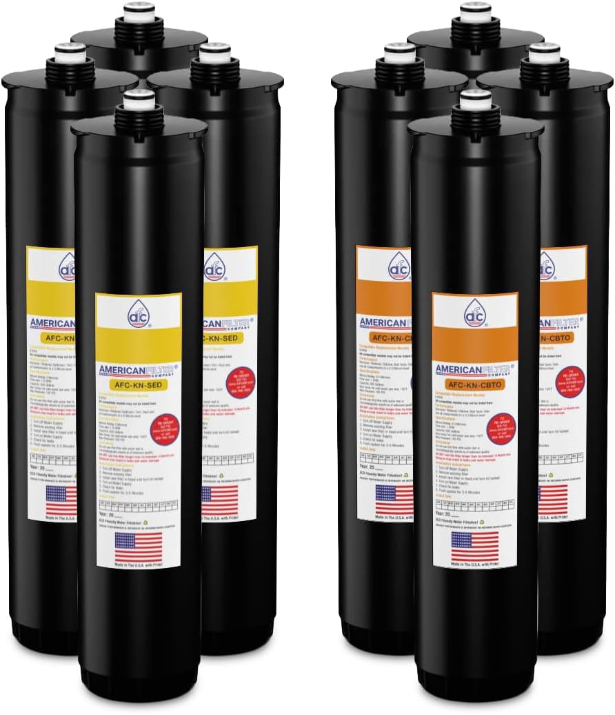 American Filter Company® Model # AFC-KN-YO-2PK Replacement Water Filters, Compatible with Kinetico® K2 Or K5 Cartridge Set (Part # 9309A & 9306B) Yellow/Orange-2 Year Pack