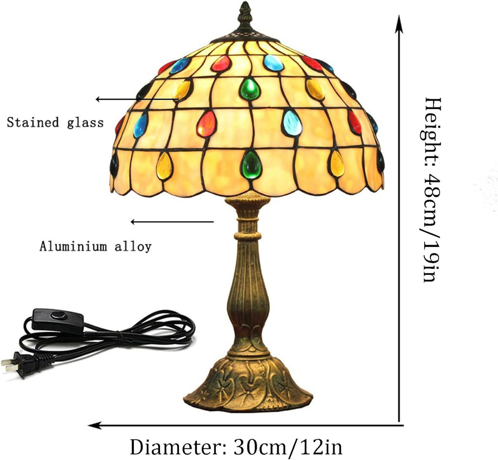 Tiffany Style Lamp Table Top Stained Glass Bedside Lamp,Vintage Nightstand Lamp Night Light Indoor Lighting Decoration Desk Lamp Children's Room Light Bedroom Lamp