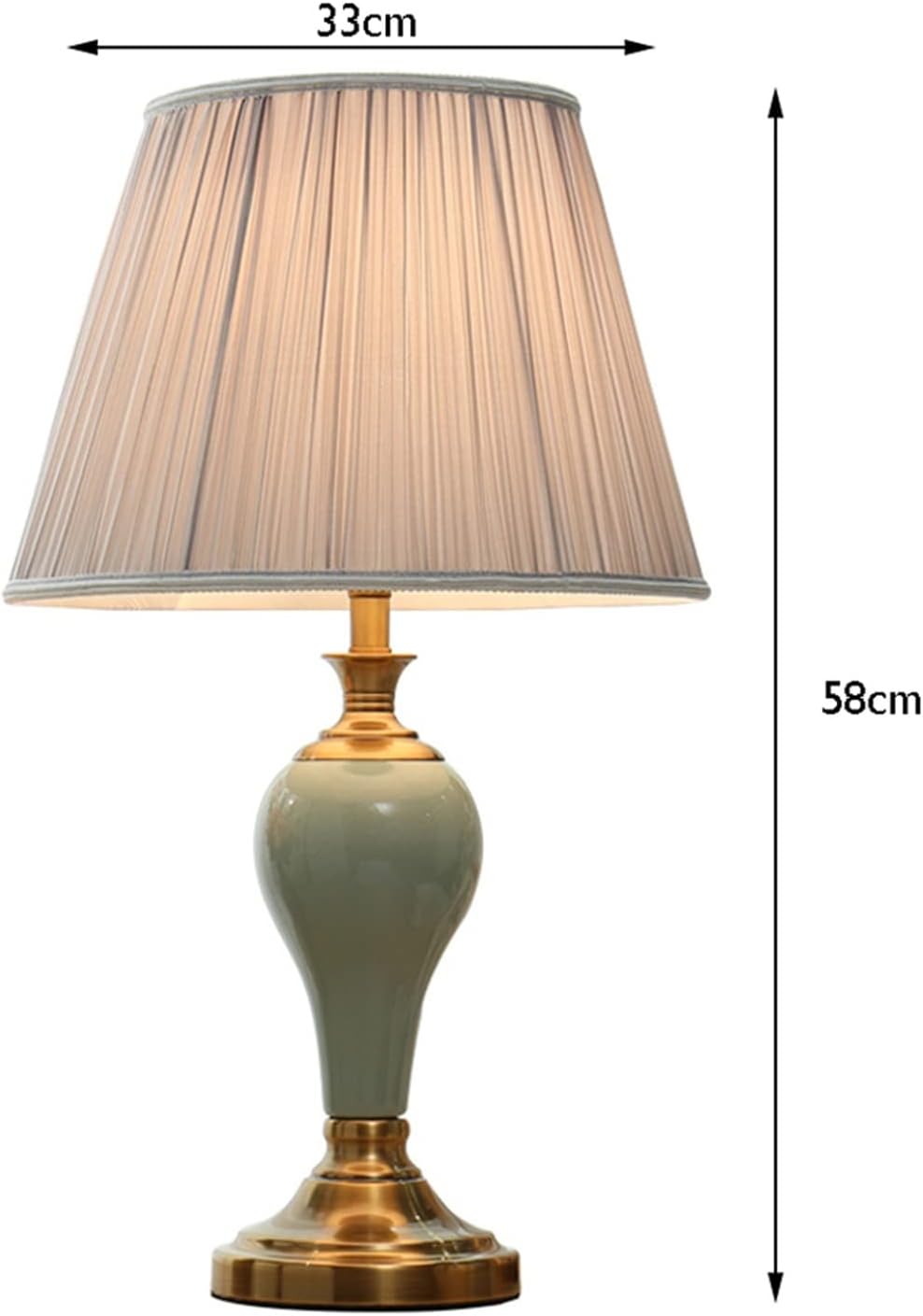 Table Lamp for Bedroom Ceramic Table Lamp Home Bedroom Bedside Lamp with Silver Gray Fabric Lampshade - Modern Lighting Perfect for Nightstands and End Tables Table Top Lamp