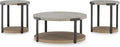 Signature Design by Ashley Darthurst Contemporary Table Set with Lower Shelf and Casters, Set of 3, Light Brown & Metallic