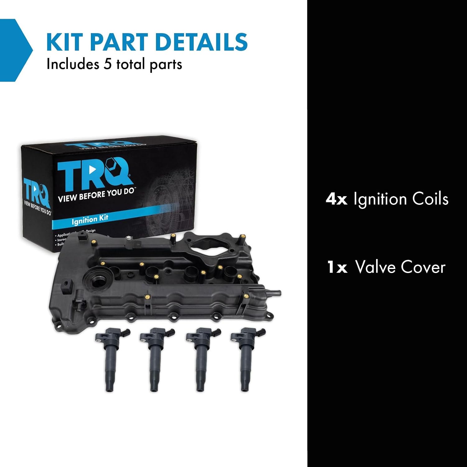 TRQ Ignition Coil Kit 5 Piece Valve Cover Compatible with 2011 Hyundai Sonata 2011-2013 Kia Optima 2011-2016 Sportage