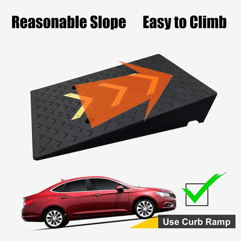 Portable Curb Ramps Rubber Kerb Ramps Heavy Duty Threshold Ramp Portable Door Step Ramps for Wheelchair Mobility Scooters Motorcycle Sidewalk 1 Pack(10cm/4' Rise Height)