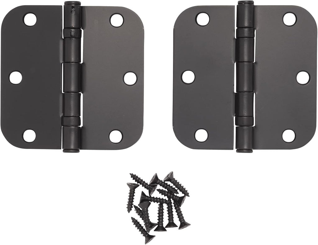 Hinge Outlet 3.5 Inch with 5/8 Inch Radius Ball Bearing Door Hinges, Heavy-Duty Steel, Removable Pin (Black, 20 Pack)