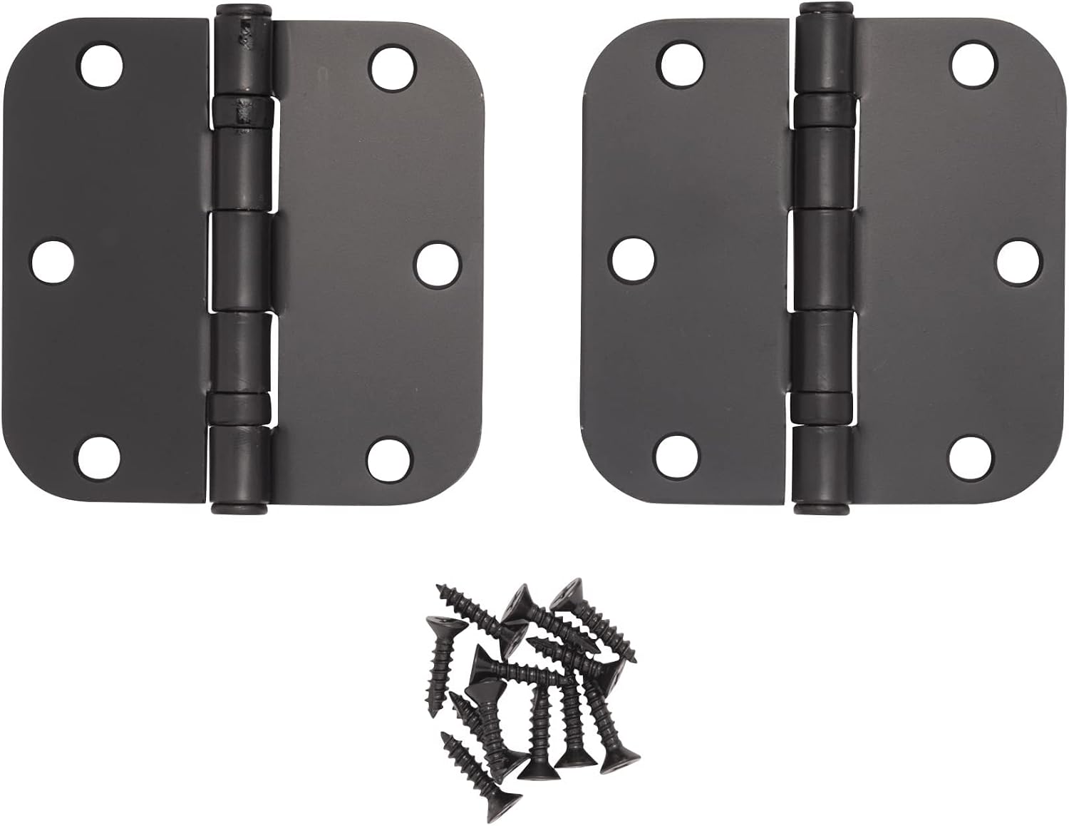 Hinge Outlet 3.5 Inch with 5/8 Inch Radius Ball Bearing Door Hinges, Heavy-Duty Steel, Removable Pin (Black, 20 Pack)