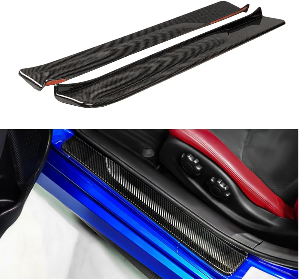 JSWAN 2pcs Carbon Fiber Door Edge Guards Door Sill Protector Fit for Nissan Z RZ34 400Z Fairlady Z (2023 2024 2025 up) Door Threshold Protection Door Pedal Kick Panel Strip Cover