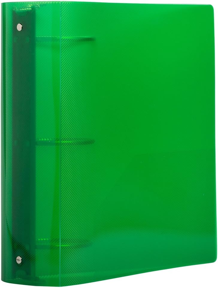JAM PAPER Plastic 3 inch Binders - Green 3 Ring Binder - Bulk 10/Pack