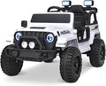 Joywhale 12V Kids Ride on Truck Battery Powered Motorized Car Electric Vehicle for Kids, with Remote Control, 4-Wheel Suspension, LED Lights, Music & FM, Seat Belt, Portable Handle, White
