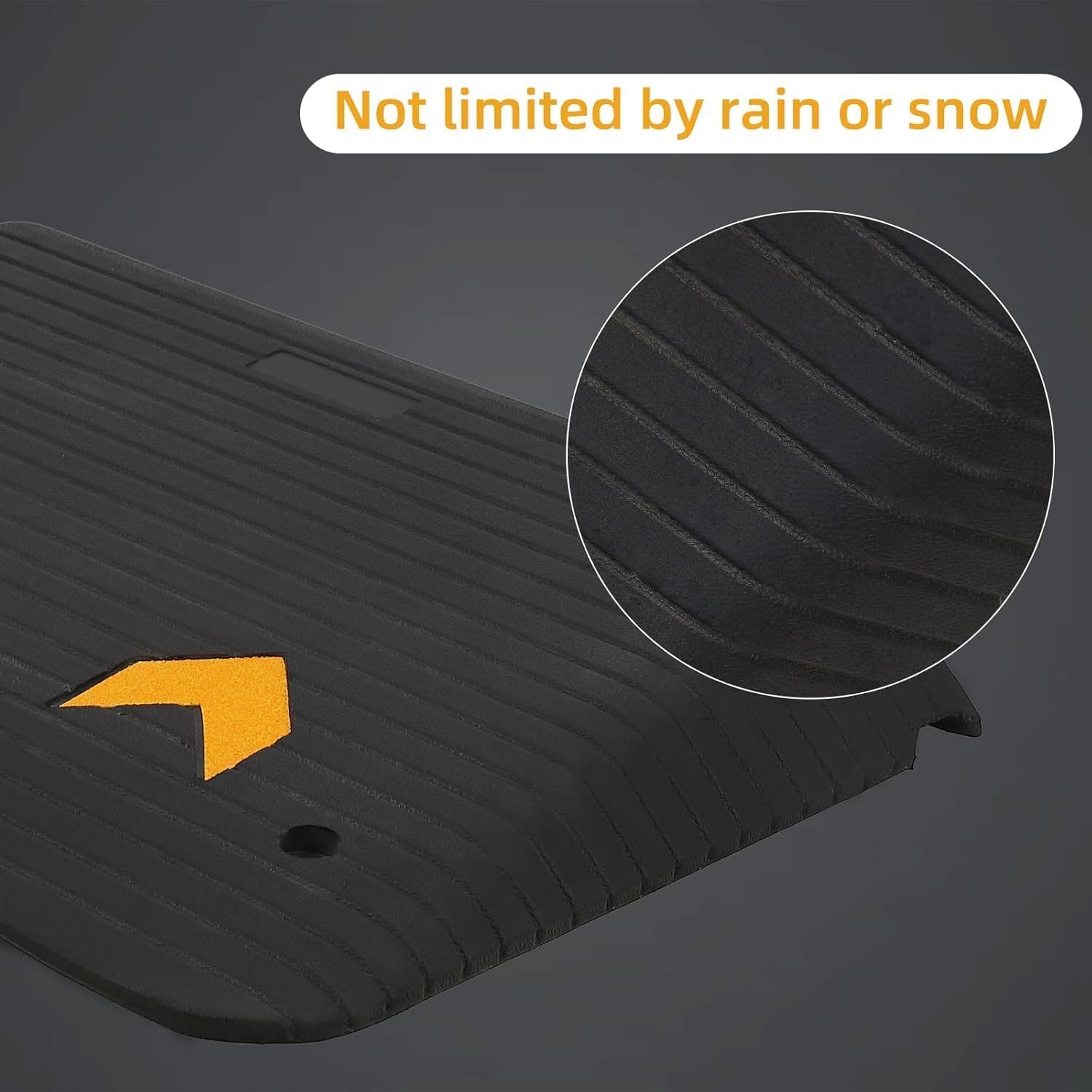 4 Inch Rise Rubber Threshold Ramp, Heavy Duty Non-Slip Ramp with Anti-Shift Spikes for Wheelchairs/Scooters, UV-Resistant Door Ramp for Home/Store Entryways