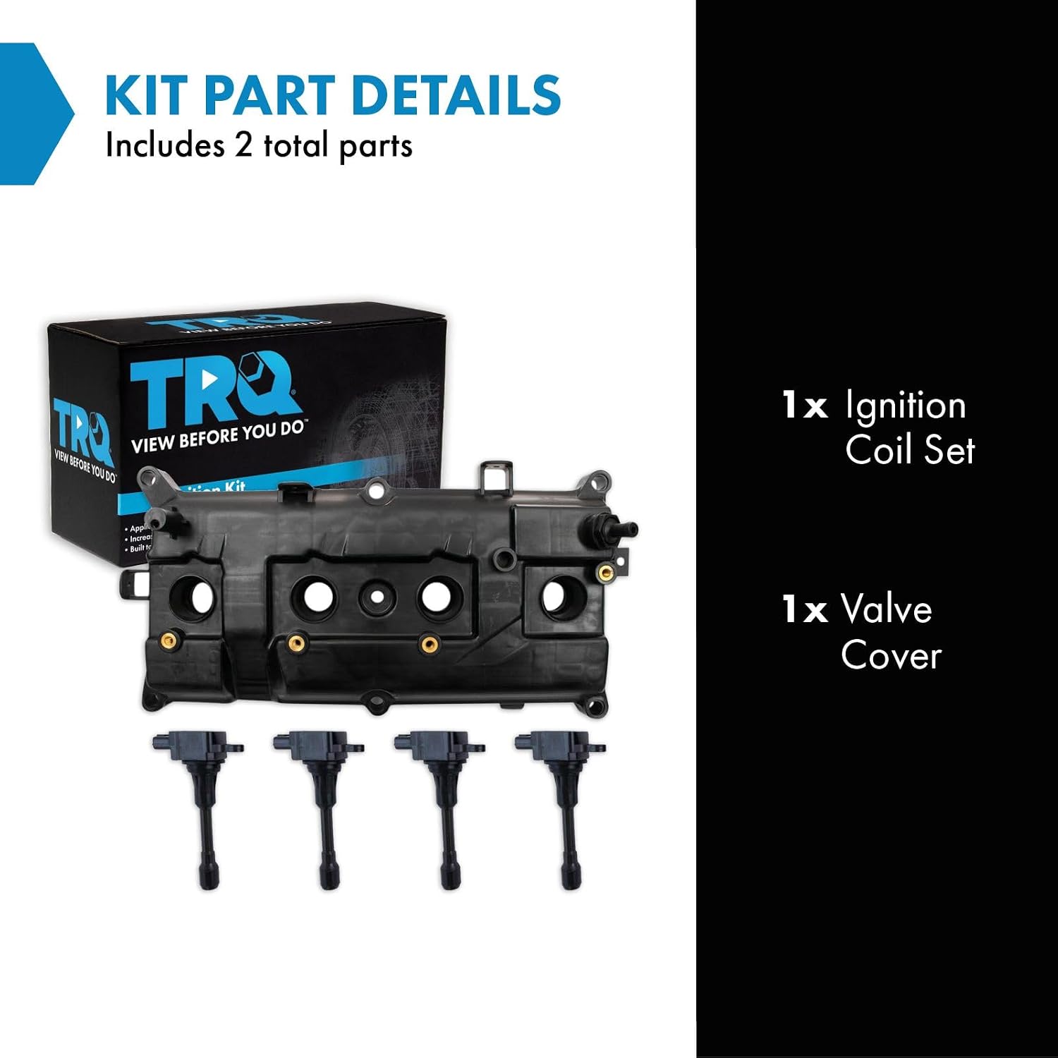 TRQ Ignition Coil Kit 5 Piece Valve Cover Compatible with 2007-2012 Nissan Versa