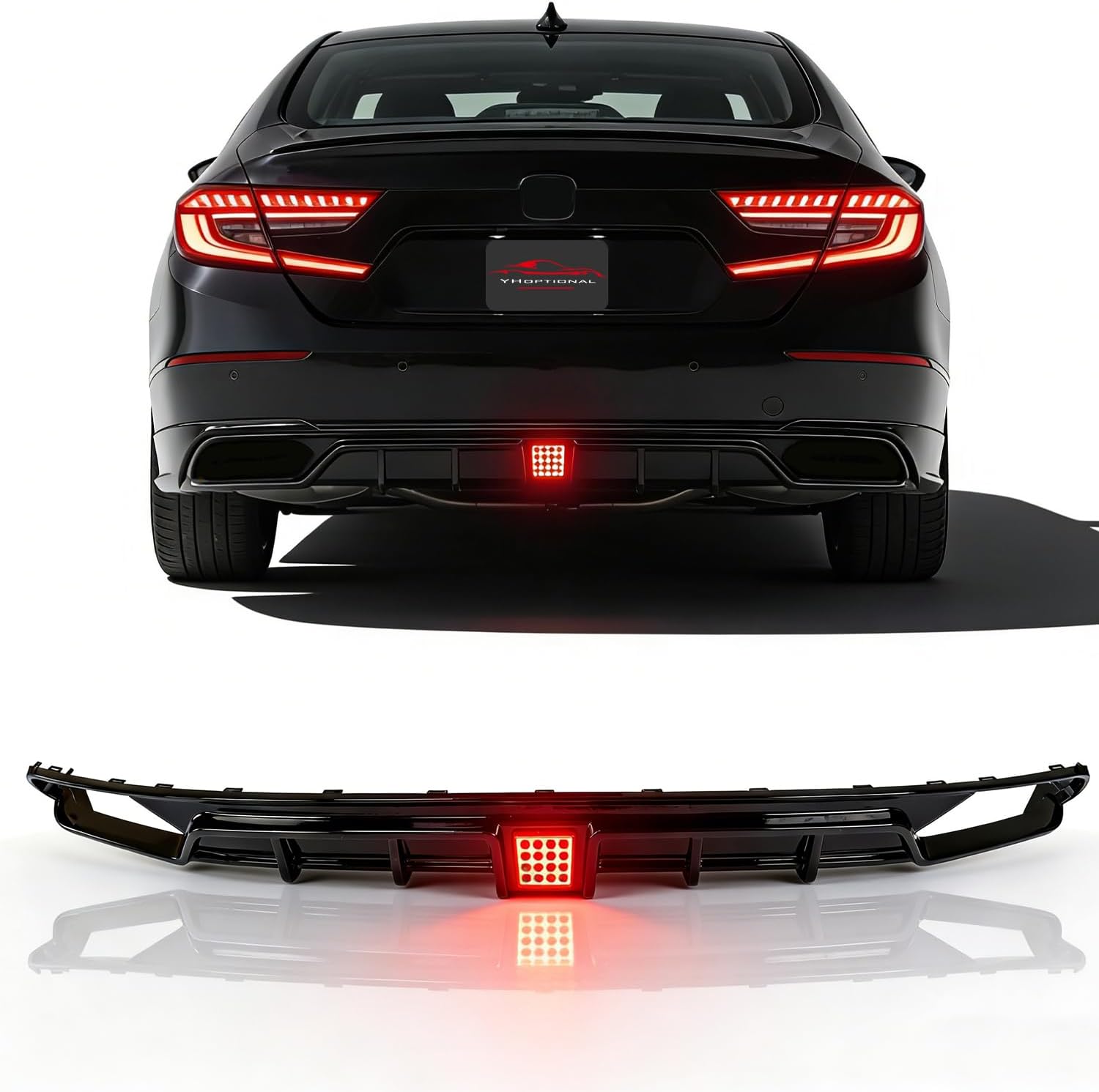 Front Bumper Lip Splitter Spoiler for 2018-2020 Honda Accord, Front Lower Bumper Valance Air Dam Deflector for 10th Gen Honda Accord Front Bumper Protector Accessories (Diffuser- Glossy Black)