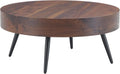 Round Coffee Table with Storage Walnut Wood Coffee Table for Living Room Mid Century Modern Coffee Tables